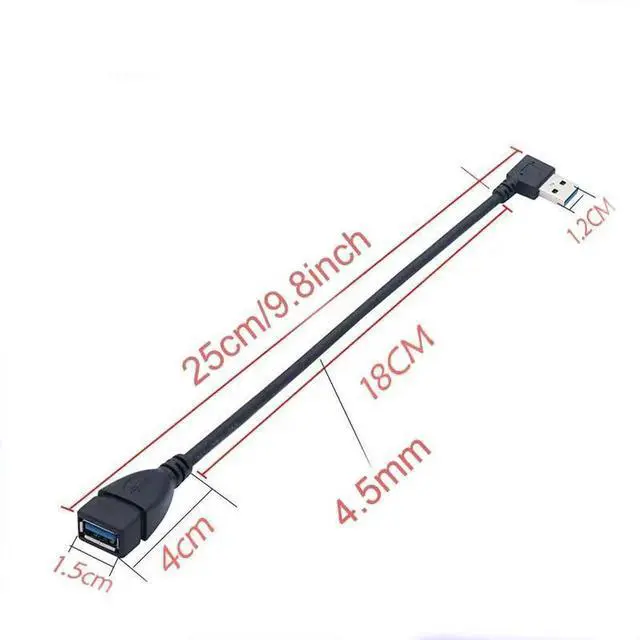 Alt view image 3 of 5 - JAENFONG 90 Degree (Left and Right Angle) USB 3.0 Male to Female Extension Cable can Withstand Fast Data Transfer Compatible with PC Laptop Mobile Power Webcam Charger etc.-2 Pack 10IN/25CM