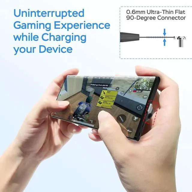 Alt view image 7 of 7 - JAENFONG USB C Charger Cable 60W 3.3ft Type C Charging Cable Flat 90-Degree C-Port High-Speed Data Transfer Compatible with S23/S22/S21 iPhone 15 Pro/Pro Max MacBook Air/Pro etc