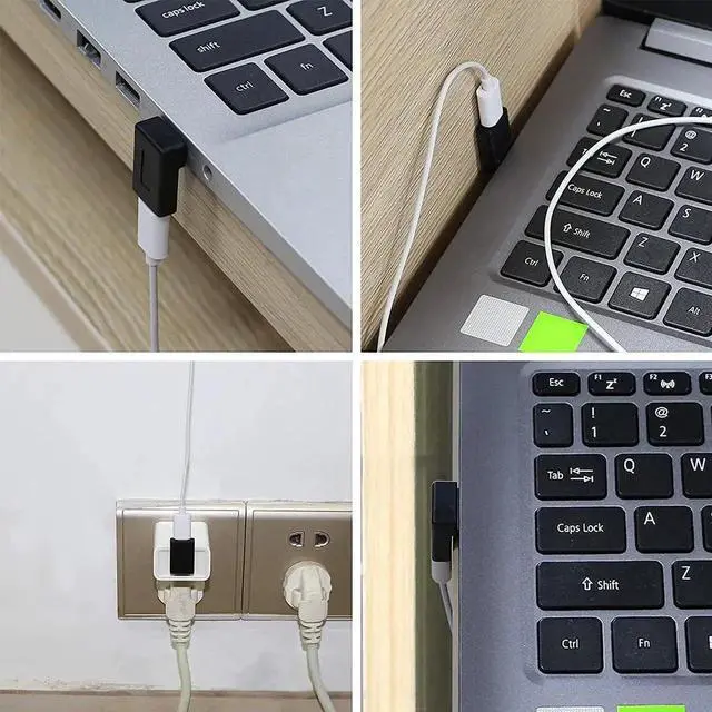 Alt view image 2 of 7 - JAENFONG 90 Degree USB to USB C Adapter (2-Pack) Right Angle Type-C Female to A Male Converter USB3.2 C Type Plug Adapter Vertical USB Port Changer Extender Connector (Up+Down Angle)