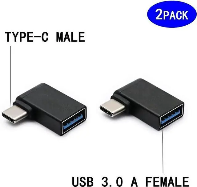 Alt view image 3 of 5 - JAENFONG Right Angle USB C to USB 3.0 Adapter 90 Degree Type C Male to USB A 3.0 Female Converter On The Go(OTG) for Smartphone Laptops Mouse Keyboards More USB and Type-C Devices (2 Pack)