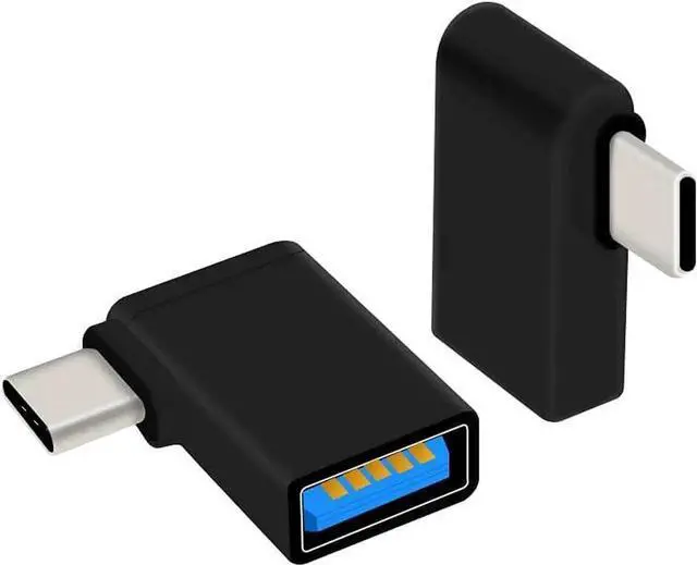 Main image of JAENFONG Right Angle USB C to USB 3.0 Adapter 90 Degree Type C Male to USB A 3.0 Female Converter On The Go(OTG) for Smartphone Laptops Mouse Keyboards More USB and Type-C Devices (2 Pack)