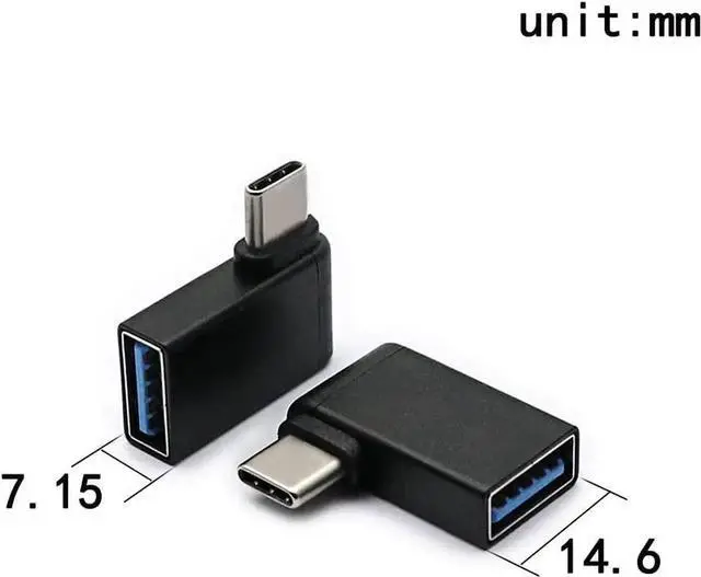 Alt view image 2 of 5 - JAENFONG Right Angle USB C to USB 3.0 Adapter 90 Degree Type C Male to USB A 3.0 Female Converter On The Go(OTG) for Smartphone Laptops Mouse Keyboards More USB and Type-C Devices (2 Pack)