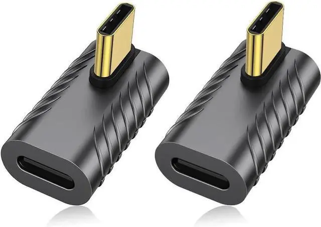 Main image of JAENFONG 240W USB C 90 Degree Adapter (2 Pack) 40Gbps USB C Right Angle Connector Extender for MacBook iMac iPad Pro Tablet Phones and Other Type C Devices