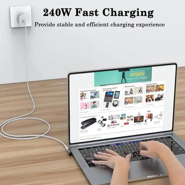 Alt view image 6 of 7 - JAENFONG 240W USB C 90 Degree Adapter (2 Pack) 40Gbps USB C Right Angle Connector Extender for MacBook iMac iPad Pro Tablet Phones and Other Type C Devices