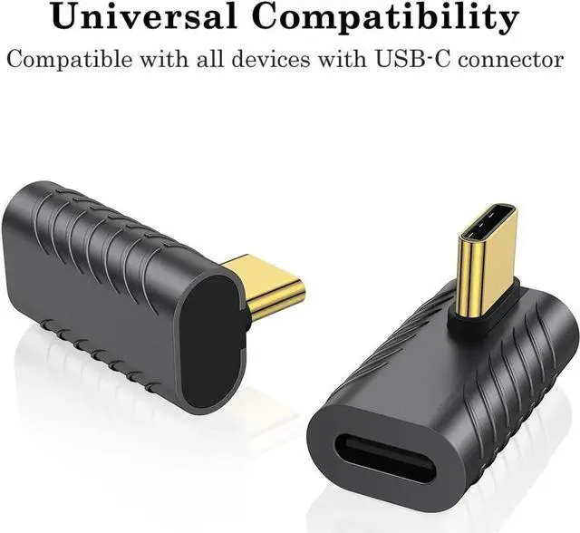 Alt view image 7 of 7 - JAENFONG 240W USB C 90 Degree Adapter (2 Pack) 40Gbps USB C Right Angle Connector Extender for MacBook iMac iPad Pro Tablet Phones and Other Type C Devices