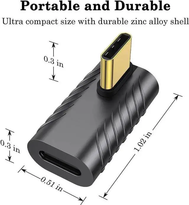 Alt view image 2 of 7 - JAENFONG 240W USB C 90 Degree Adapter (2 Pack) 40Gbps USB C Right Angle Connector Extender for MacBook iMac iPad Pro Tablet Phones and Other Type C Devices