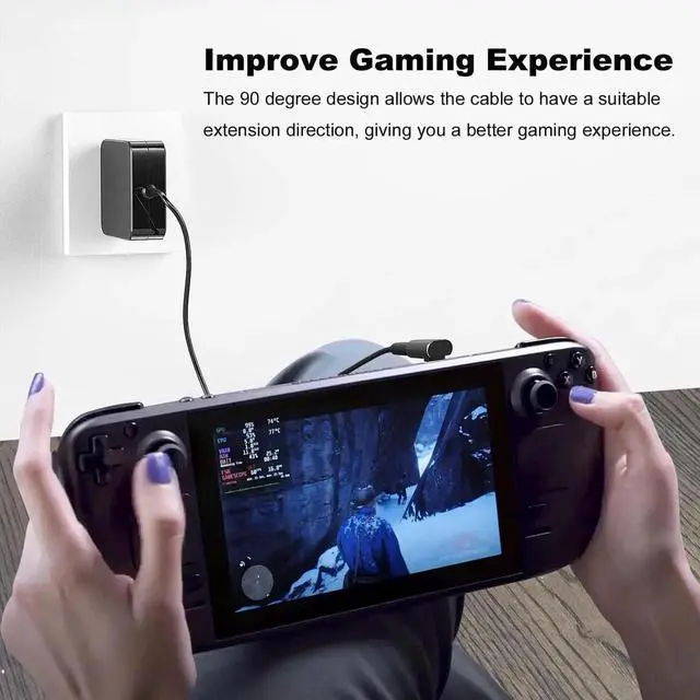 Alt view image 4 of 6 - JAENFONG 90 Degree USB-C Male to Female Adapter 2 Pack Right Angle 100W Type-C Adapter Extender for Steam Deck ROG Ally Switch Notebook Computers Tablet and Mobile Phones (Metallic Purple)