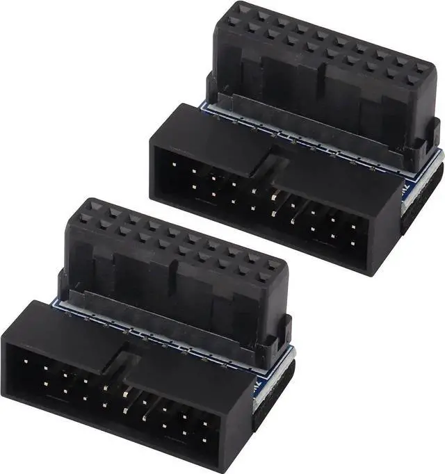 Main image of JAENFONG 2 Pack Down Right Angle USB 3.0 19-pin Connector 90 Degree 19Pin/20Pin 3.0 USB Female to Male Extension Power Adapter Board for Desktop Motherboard Internal Header Adapter(Down/Black-20Pin)