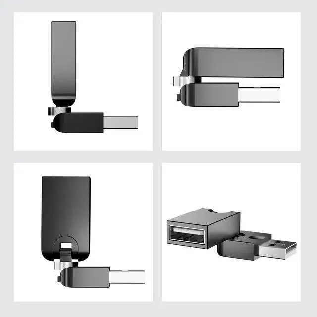 Alt view image 2 of 7 - JAENFONG 2 Pack USB 90 Degree Adapter Rotating and Swivel Twist USB 2.0 Type A Male to Type A Female 360 Degre Rotation Adjustable Right Angle Extension Adapter Convertor (Black AM-FM)