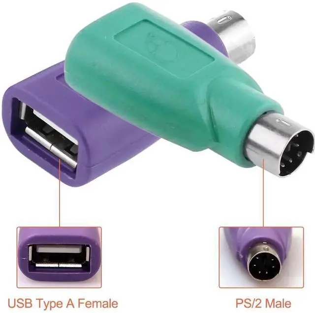 Alt view image 7 of 7 - JAENFONG PS/2 to USB A Adapter Male to Female Keyboard Adapter PS-2 Jack to USB A Plug for Mouse and Keyboard Replacement PS/2 Keyboards Adapters 4 PCS