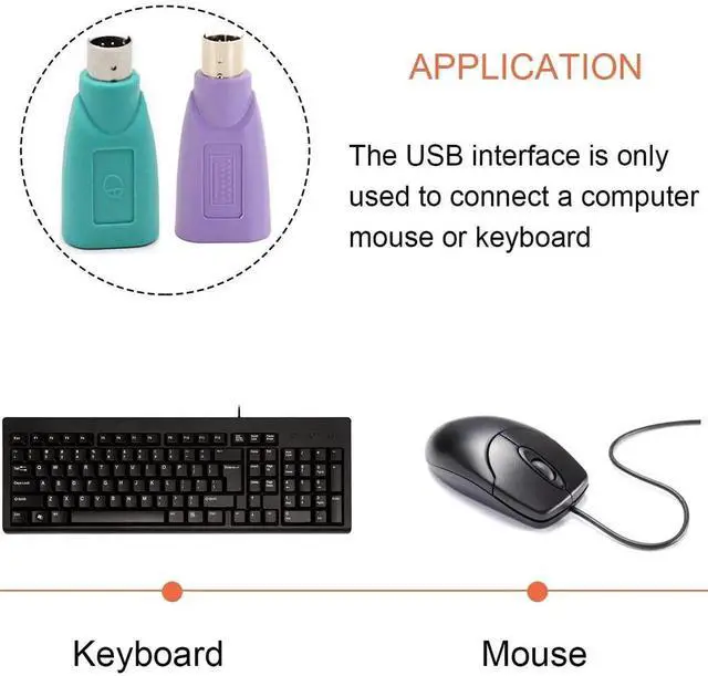 Alt view image 6 of 7 - JAENFONG PS/2 to USB A Adapter Male to Female Keyboard Adapter PS-2 Jack to USB A Plug for Mouse and Keyboard Replacement PS/2 Keyboards Adapters 4 PCS