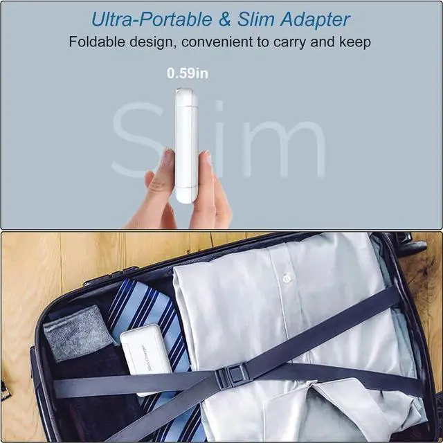 Alt view image 7 of 7 - Charger Block Flat Dual USB Wall Charger with Foldable Plug 5v/3a Fast Charging Block Extra-Slim Portable 2 USB-A Ports Phone Plug Adapter for iPhone 13 12 11 XR XS iPad GalaxyS23 A35