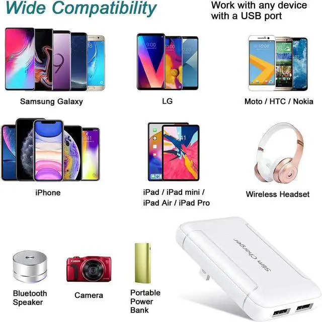 Alt view image 2 of 7 - Charger Block Flat Dual USB Wall Charger with Foldable Plug 5v/3a Fast Charging Block Extra-Slim Portable 2 USB-A Ports Phone Plug Adapter for iPhone 13 12 11 XR XS iPad GalaxyS23 A35