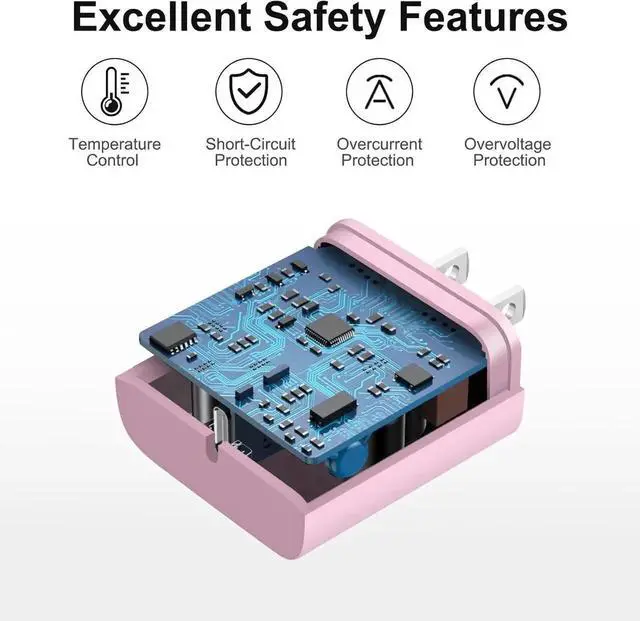 Alt view image 5 of 6 - iPhone 16 15 Charger Fast Charging 10Ft - 2 Pack 20W USB C Wall Charger Block and Type C to C Cable Compatible with iPhone 16/16 Pro/16 Pro Max/iPhone 15 iPad Pro Air 5/4 iPad 10Pink