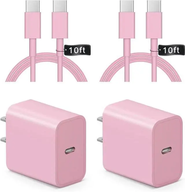 Main image of iPhone 16 15 Charger Fast Charging 10Ft - 2 Pack 20W USB C Wall Charger Block and Type C to C Cable Compatible with iPhone 16/16 Pro/16 Pro Max/iPhone 15 iPad Pro Air 5/4 iPad 10Pink
