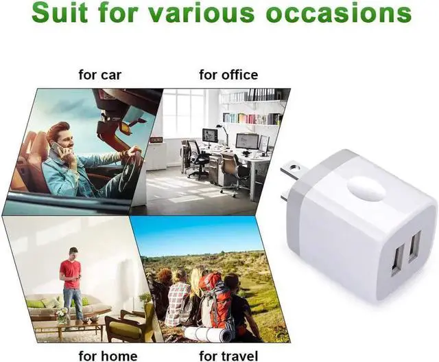 Alt view image 4 of 6 - USB Plug USB Wall Charger 3 Pack Dual Port Electrical Plug Wall Outlet Charger Cube 5V 2.1A Charging Block Compatible iPhone 16 15 14 13 12 11 X S25 S24 S23 S20 S10 S9 Note20 LG Moto