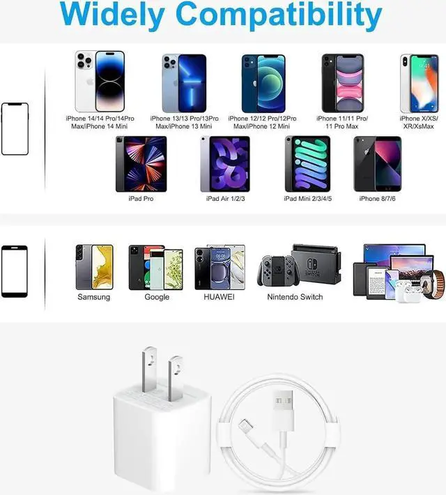 Alt view image 6 of 7 - iPhone Charger - 3 Pack USB Wall Charger Cube Block Adapter with 6Ft USB Fast Charging Cable Compatible with iPhone 14 13 12 11 Pro Max XR XS X 8 7 6 Plus iPad