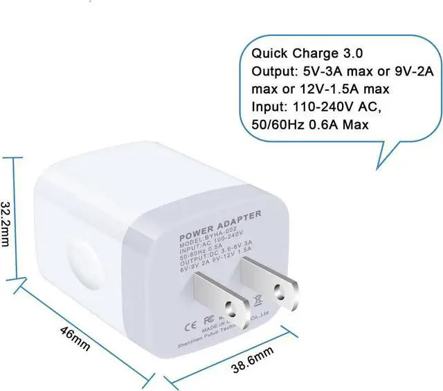 Alt view image 6 of 6 - Quick Charge 3.0 Fast Charger Compatible LG Stylo 4/5/6 LG G5 G6 G7 G8 V20 V30 V40 V50 ThinQ Galaxy S24 S23 S22 S21 18W Rapid Wall Charger with 6Ft USB Type C Charging Cord Cable