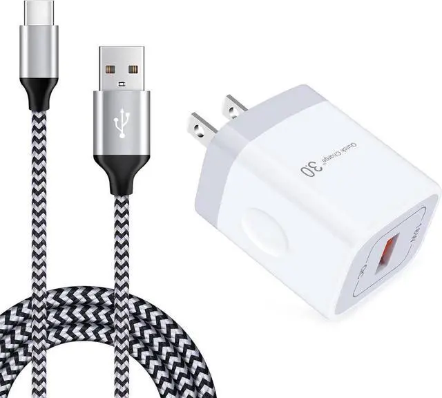 Main image of Quick Charge 3.0 Fast Charger Compatible LG Stylo 4/5/6 LG G5 G6 G7 G8 V20 V30 V40 V50 ThinQ Galaxy S24 S23 S22 S21 18W Rapid Wall Charger with 6Ft USB Type C Charging Cord Cable