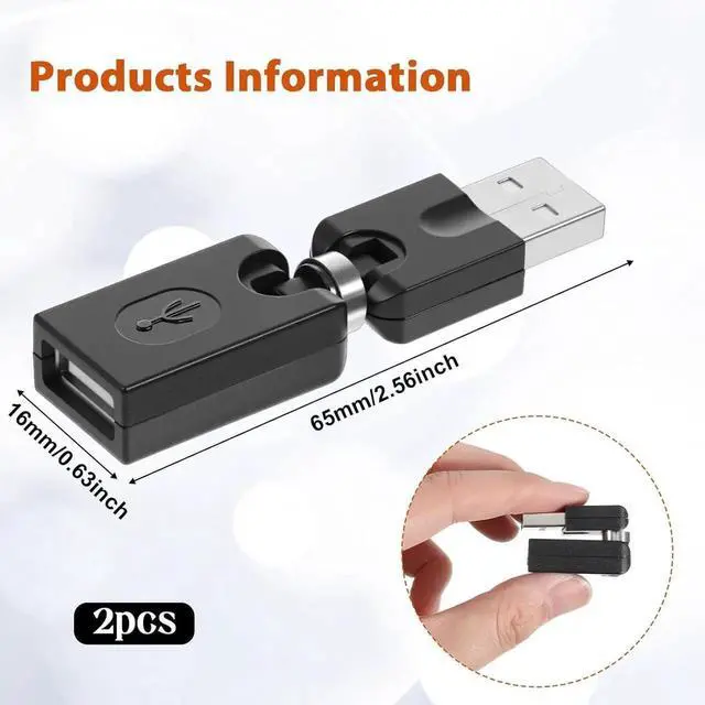 Alt view image 5 of 7 - JAENFONG 2 Pcs USB 2.0 Adapter USB 90 Degree Adapter Rotating and Swivel Twist USB 2.0 Type A Male to Type A Female 360 Degre Rotation Adjustable Right Angle Extension Convertor (AM-FM)