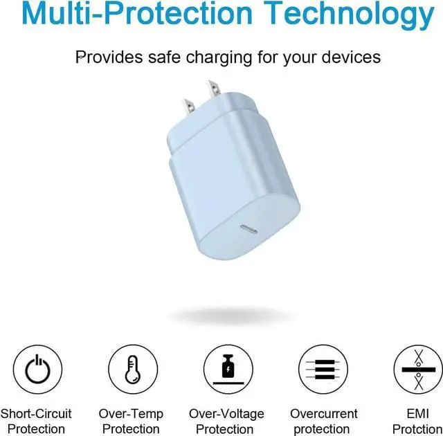 Alt view image 2 of 6 - Type C Charger Fast Charging USBC Charger Block 25W Super Fast Wall Chargers for Galaxy S25 S24 S23 S22 S21/S21 Ultra/S20/S20 Ultra/Note 20 Ultra Android Chargers(Blue)