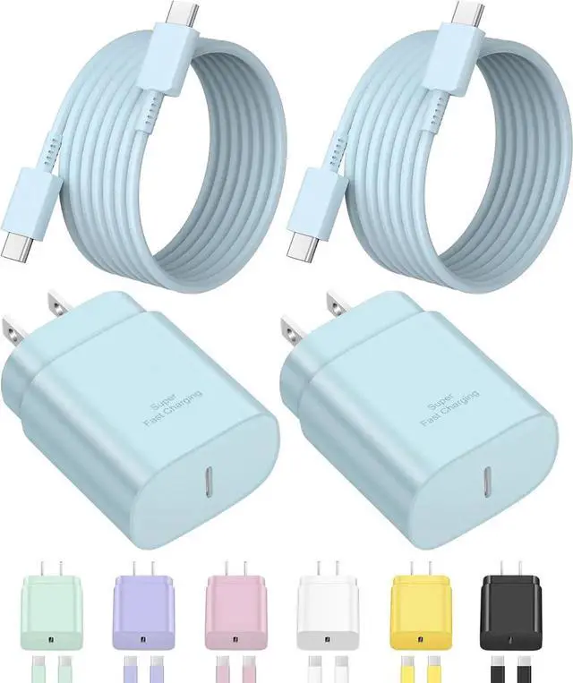 Main image of Type C Charger Fast Charging USBC Charger Block 25W Super Fast Wall Chargers for Galaxy S25 S24 S23 S22 S21/S21 Ultra/S20/S20 Ultra/Note 20 Ultra Android Chargers(Blue)
