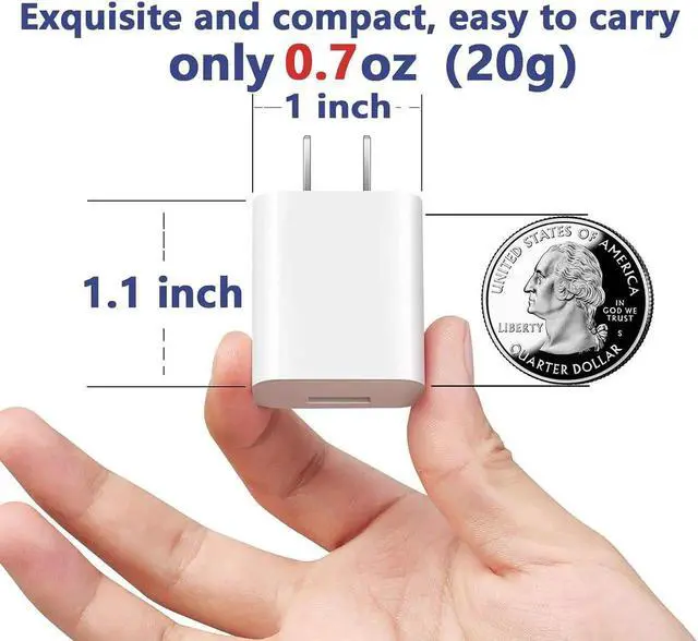 Alt view image 4 of 6 - USB Wall Charger Small iPhone Charger Box Travel Plug Cube 5W Power Adapter for iPhone SE 2020/12 Pro Max/11 Pro Max/XR/X/8 Plus/7/6S/6S/6/5 Galaxy S7/S6/S5 Edge LG HTC Moto Kindle