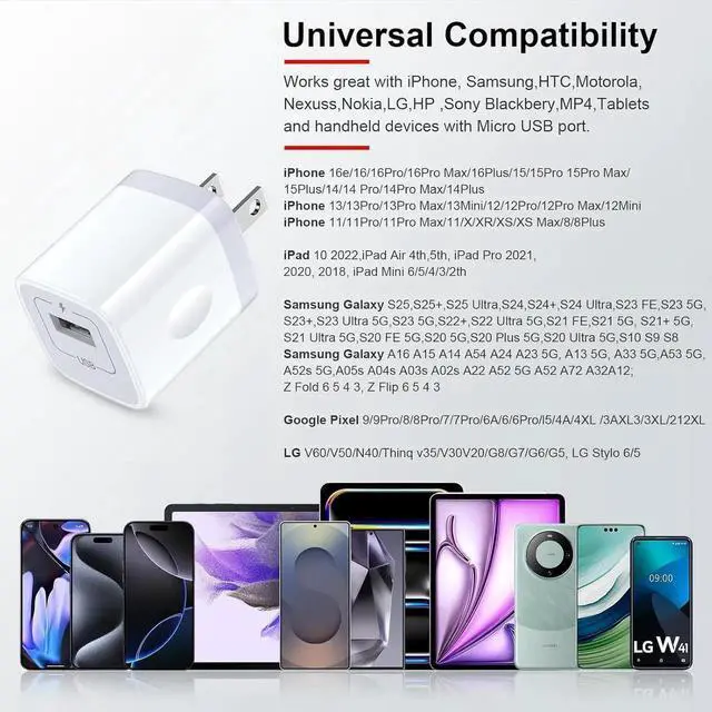 Alt view image 6 of 7 - iPhone Charger Block Plug in Phone Charger 4Pack Single Port USB Wall Charge Fast Charging Adapter Cube Box for iPhone 16 15 14 13 SE(2020) 12/11pro/XS/XS Max Galaxy S25/S24/S23 LG