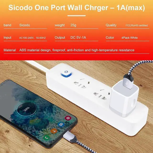 Alt view image 4 of 7 - iPhone Charger Block Plug in Phone Charger 4Pack Single Port USB Wall Charge Fast Charging Adapter Cube Box for iPhone 16 15 14 13 SE(2020) 12/11pro/XS/XS Max Galaxy S25/S24/S23 LG