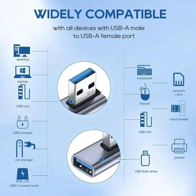 Alt view image 2 of 7 - JAENFONG 4PCS 90 Degree USB 3.2 Adapter 10Gbps USB Right Angle Adapters Vertical Up and Down Angle Left and Right Male to Female for PC Laptop Mouse and Keyboard