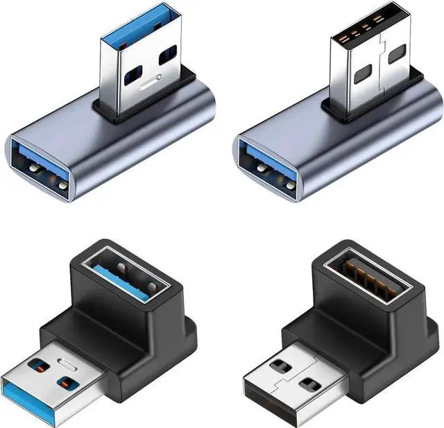 Main image of JAENFONG 4PCS 90 Degree USB 3.2 Adapter 10Gbps USB Right Angle Adapters Vertical Up and Down Angle Left and Right Male to Female for PC Laptop Mouse and Keyboard