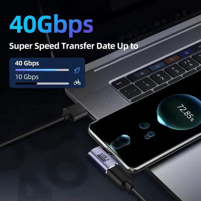 Alt view image 6 of 6 - JAENFONG USB C 90 Degree Adapter (2 Pack) 40Gbps Data Transfer USB Type C Male to Female Right Angle Extender for Steam Deck Switch Thunderbolt4 Laptop Mobile Phone Tablet