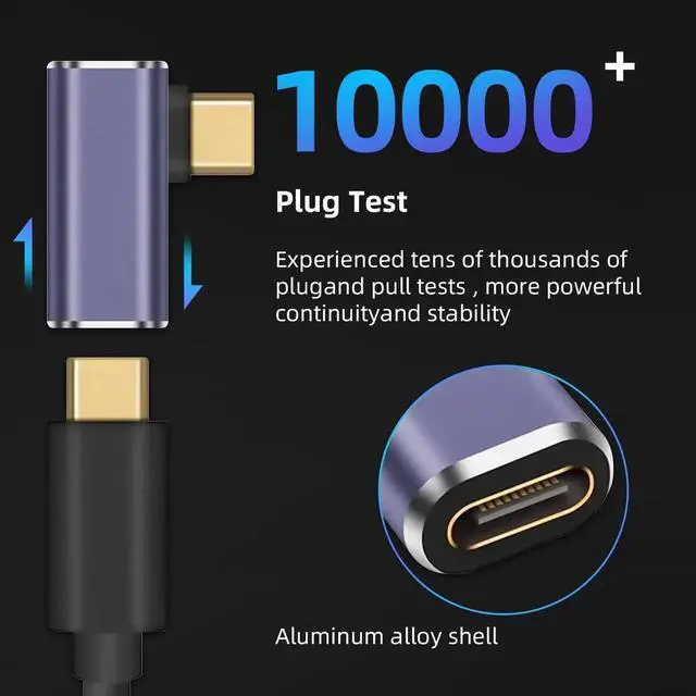 Alt view image 4 of 6 - JAENFONG USB C 90 Degree Adapter (2 Pack) 40Gbps Data Transfer USB Type C Male to Female Right Angle Extender for Steam Deck Switch Thunderbolt4 Laptop Mobile Phone Tablet