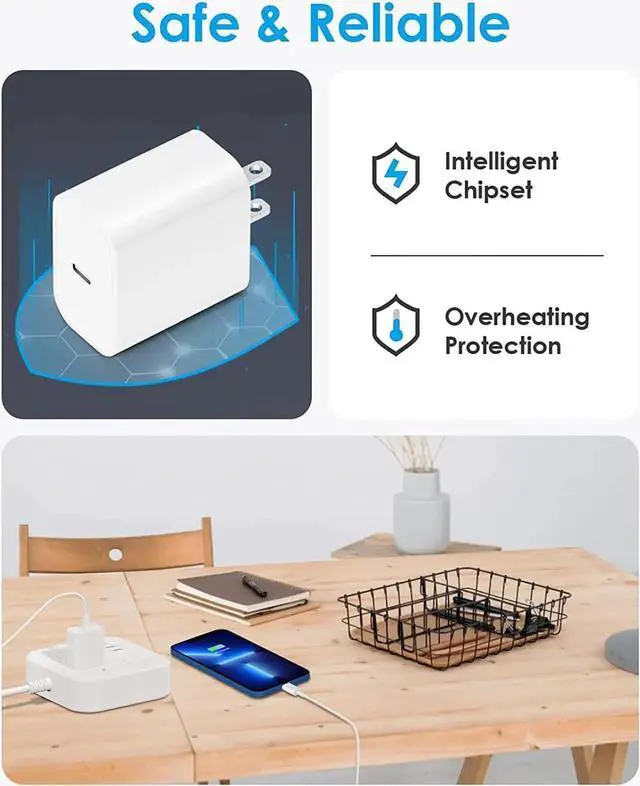 Alt view image 2 of 5 - 2 Pack for iPhone Charger 10 ft Fast Charging 10 FT 20W PD iPhone 14 13 Fast Charger Block with 10 Foot Lightning Cable Compatible with iP14 Plus/14/13/12/11 Pro Max/XS/Max