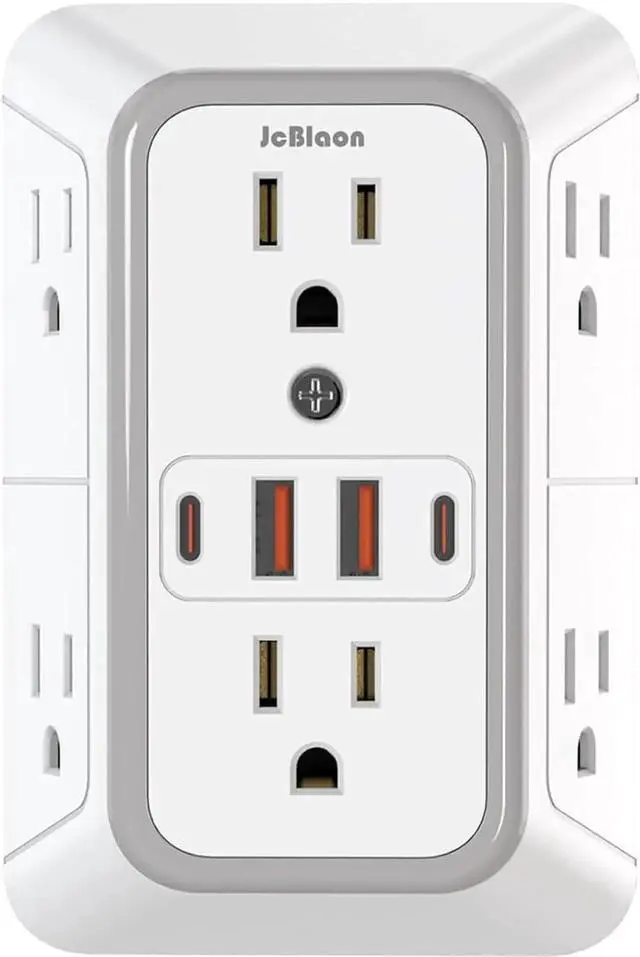 Main image of Outlet Extender Surge Protector - 6 Outlet Splitter with 4 USB Ports (2 USB C) Multiple Plug Expander Wall Charger 3 Sided Multi Plug Wall Adapter Power Strip for Home Office Kitchen Travel