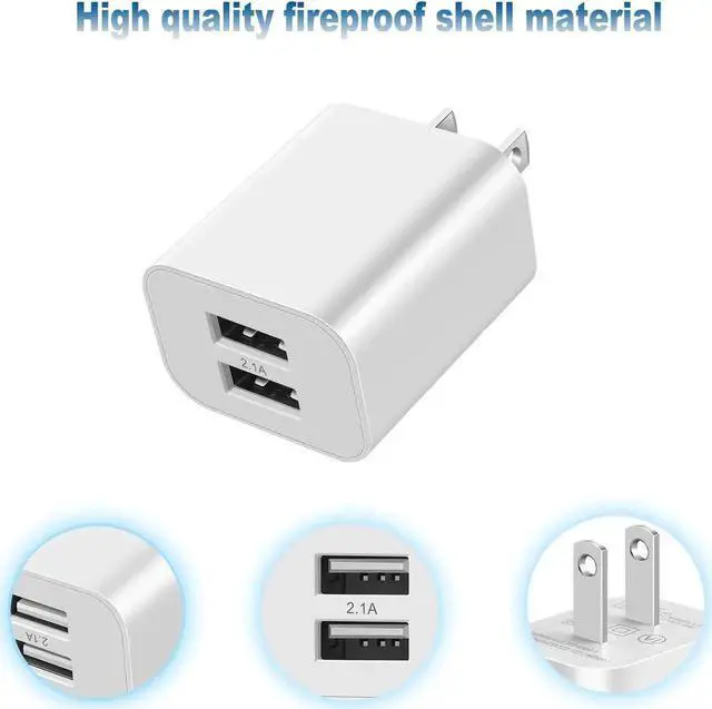 Alt view image 4 of 7 - USB Wall Charger Block 2Pack Dual Port Cube Plug Power Charging Adapter Brick for iPhone 15/14/13/12/XS Max/XR/X/8/8 Plus/7/6S/6S Plus/6/SE/5S/5C/iPad Mini/Air/ Galaxy Kindle Fire LG