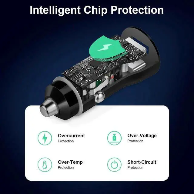 Alt view image 7 of 7 - iPhone 16 15 Car Charger [ MFi Certified] USB C Car Charger 43W Fast Charging with 3.3 FT USB C to USB C Cable PD USB-C & QC 3.0 USB Car Adapter for iPhone 16 15 Pro Max Plus