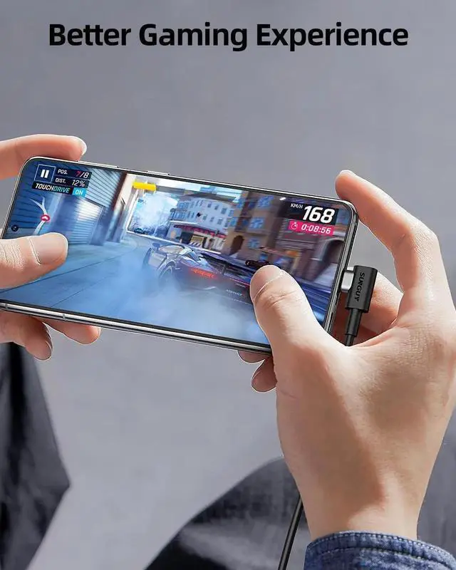 Alt view image 3 of 5 - JAENFONG USB C 90 Degree Cable 1FT 2-Pack Right Angle 3A USB 2.0 Type C Fast Charge & Sync Cord Compatible with Galaxy S20 S10 S9 S8 Plus S10E A10e A20 A50 A51 A71 Note 20 10 Moto G7 G8