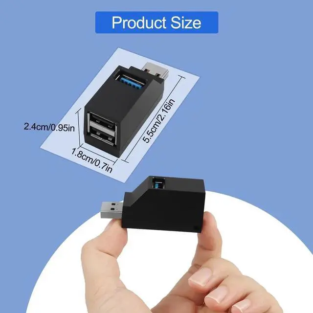 Alt view image 5 of 7 - JAENFONG 3 Ports USB Hub USB Male to Female Expansion Adapter 2 Pcs 90 Degree Splitter 1 USB 3.0 and 2 USB 2.0 Port Portable Powered Data for Connecting Mobile Hard Disk U Disk Camera Mouse etc