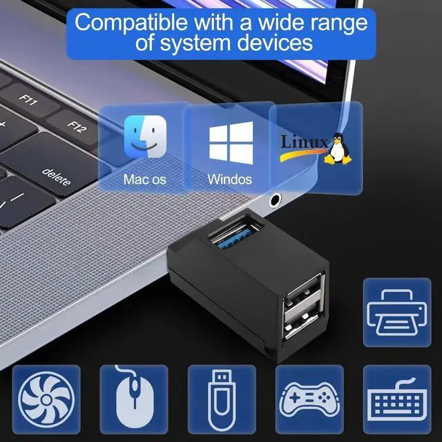 Alt view image 7 of 7 - JAENFONG 3 Ports USB Hub USB Male to Female Expansion Adapter 2 Pcs 90 Degree Splitter 1 USB 3.0 and 2 USB 2.0 Port Portable Powered Data for Connecting Mobile Hard Disk U Disk Camera Mouse etc