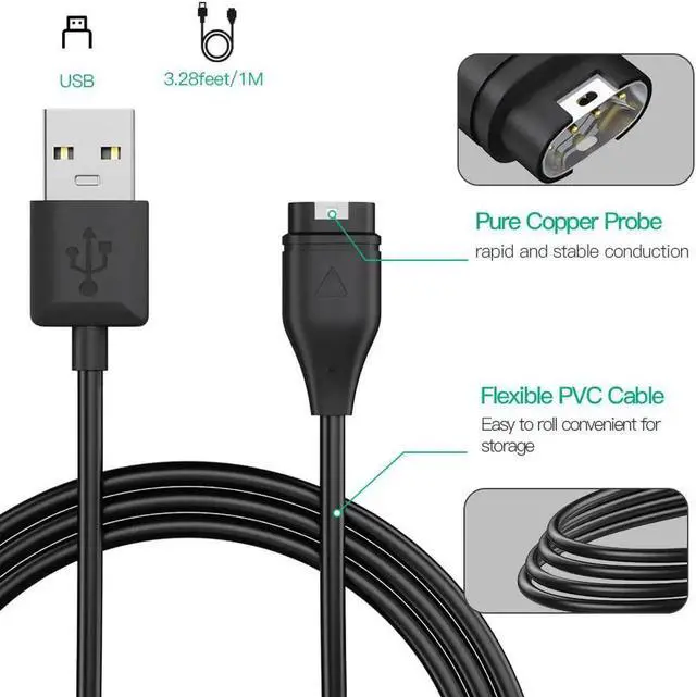 Alt view image 2 of 7 - Compatible for Garmin Watch Charger Cable (2 Pack)