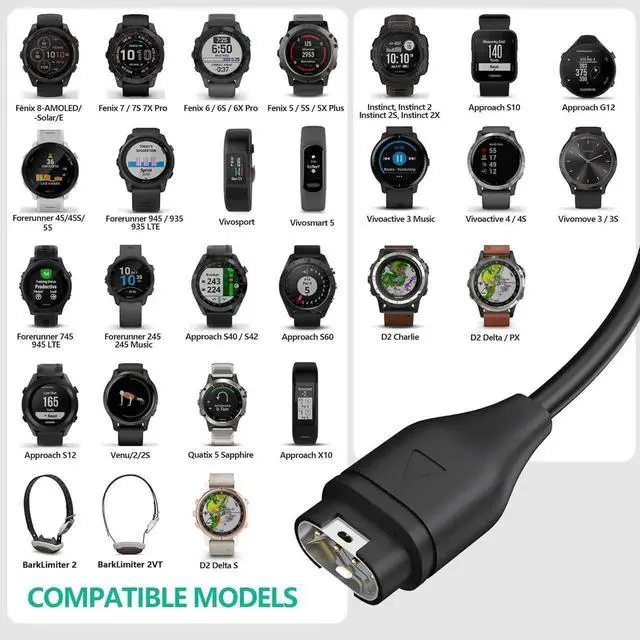 Alt view image 6 of 7 - Compatible for Garmin Watch Charger Cable (2 Pack)