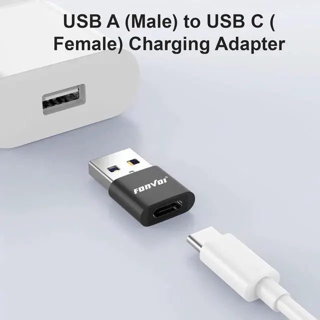 Alt view image 6 of 6 - JAENFONG USB to USB C Adapter 4 Pack USB C Female to A Male Charger Type C Compatible with MagSafe iPhone 11 12 13 14 Pro Max Galaxy S23 S22 (Black)