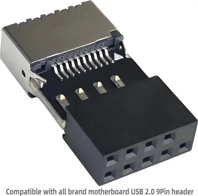 Alt view image 2 of 7 - JAENFONG USB 2.0 to USB 3.2 Gen 1 Header Adapter Front Panel Connector Motherboard 9Pin to Type-E/USB C
