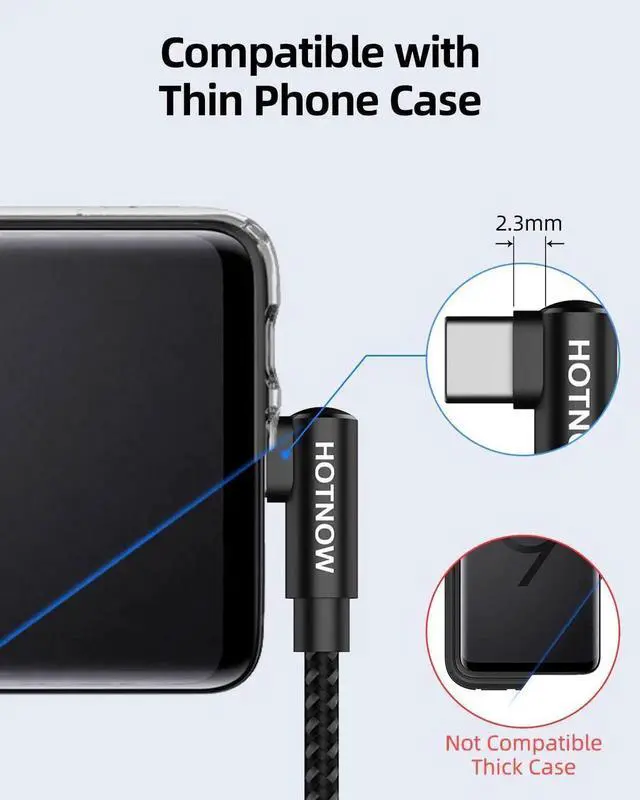 Alt view image 3 of 7 - JAENFONG Short USB C Cable Right Angle 1ft [3Pack 1ft] Portable USB-C Charger Nylon Braided Fast Charging Cord for Galaxy S10 S9 S8 Plus Note 9 8 Power Bank and Other Type c Devices