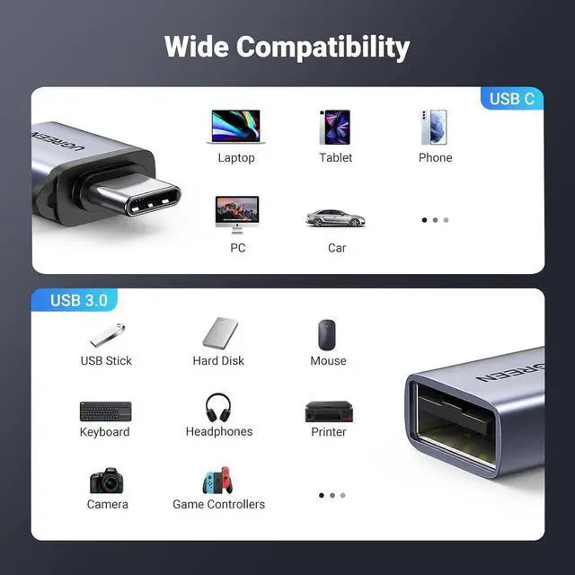 Alt view image 6 of 7 - JAENFONG USB to USB C Adapter 2 Pack 10Gbps USB C Female to USB Male Adapter Thunderbolt Compatible with iPhone 16 15 MacBook iPad Galaxy MagSafe Watch 9/8