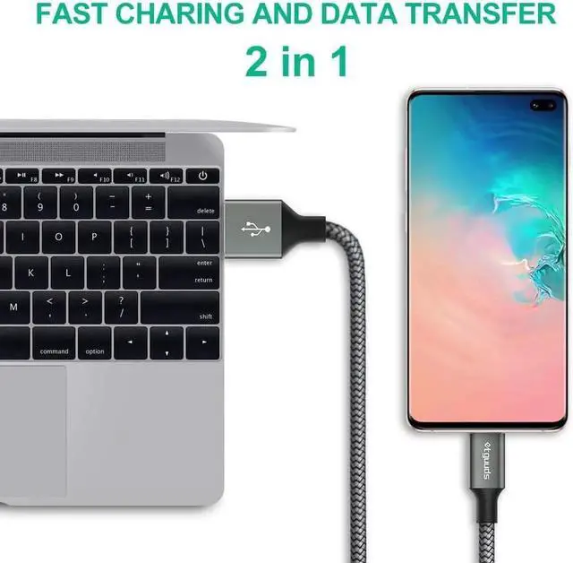 Alt view image 4 of 7 - 4ft USB A to USB C Cable 3A Fast Charging 2-Pack USB A to USB Type C Charger Cord for iPhone 16 15 Pro/Pro Max/Plus for Galaxy S24 S23 S22 S21 S20 S10 A55 A54 Flip Note Moto Gray