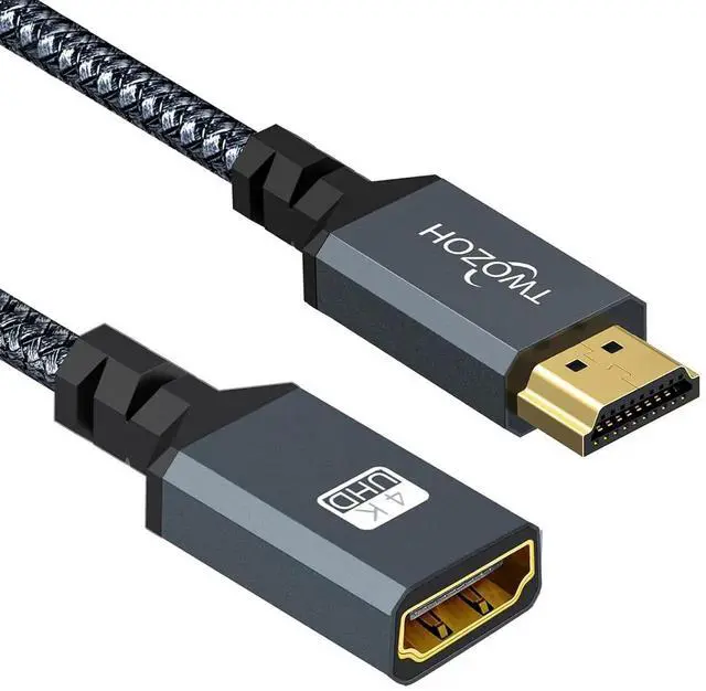 Alt view image 7 of 7 - JAENFONG HDMI Extension Cable 6.6FT HDMI Male to Female HDMI Cord HDMI 2.0 Cable Adapter Support 4K@60Hz 3D HDR