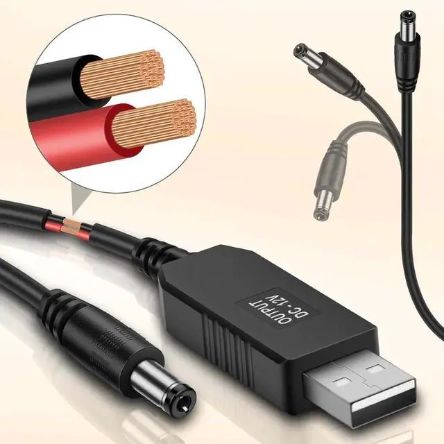 Alt view image 7 of 7 - JAENFONG USB Voltage Step Up Converter - DC 5V to 12V 3ft Cable with DC Jack 5.5 x 2.5mm or 5.5 x 2.1mm