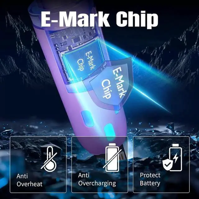 Alt view image 7 of 7 - USB C Cable 240W 4 in 1 Charging Cable 4FT Charging Cable Fast Charging & Data Sync Multi USB Cable with Breathing Light Charger Cord for iPhone 16/15 14 MacBook iPad Tablets Purple